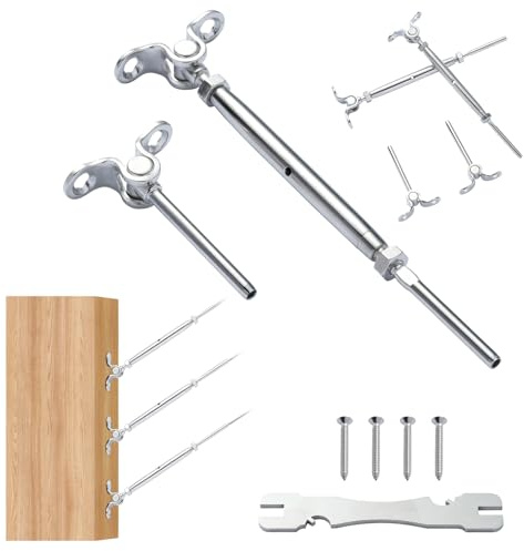 VEVOR T316 Stainless Steel Adjustable Angle 3.2mm Cable Railing Kit/Hardware for Wood Post, Marine Grade for 3.2mmWire Rope,0-180-Degree Angle & Easy Installation, Silver (30 Pack)