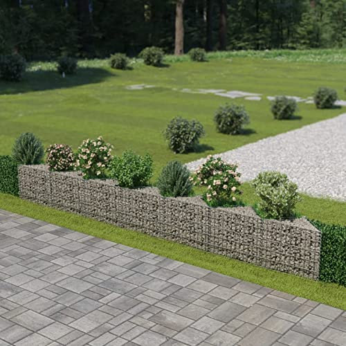 ARKEM Gabionenwand Verzinkter Stahl 450×30×50 cm Gabione Steingabionen Steinkorb Gabionen Wand Drahtkorb Draht Mauer