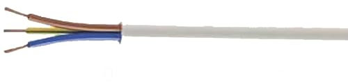 10 METERS 3 CORE WHITE FLEX 0.75MM² 3183Y FLEXIBLE CABLE SUITABLE FOR LIGHTING AND EXTENSION LEADS
