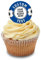 Cakeshop Cupcake Personalised Edible Cake Toppers With Dark Blue Football Border | Personalise With Your Custom Image & Name | For Birthdays & Celebrations | Icing & Wafer Paper Options