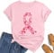 hohololo Tee-Shirt Octobre Rose pour Femme Cancer du Sein d'Octobre Rose Ruban Tshirt,Rose-H,L