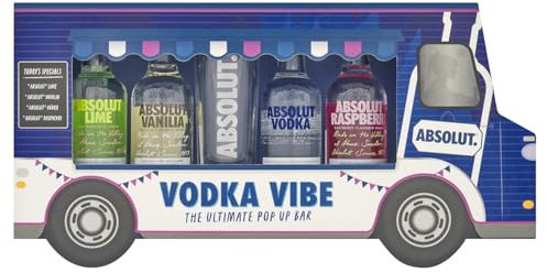 Absolut Vibe Gift Pack, 4x5cl Absolut Variety Flavours and a branded shot glass, Vibe Truck Gift Set by Blue Tree Gifts