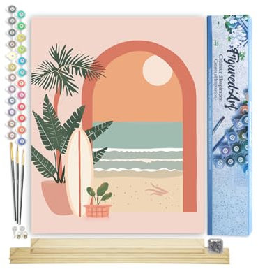 Figured'Art Peinture par Numéro Adulte avec Cadre Arche vers la mer - Activité Manuelle Kit de Loisir Créatif DIY Numéro d'Art Complet - 40x50cm avec châssis en bois à monter
