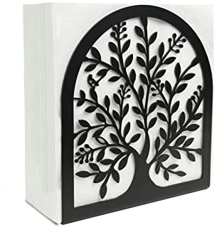 Serviettenhalter für Tische, Lebensbaum-Design, moderner Metall-Serviettenhalter für Zuhause, Küche und Picknick-Party, Schwarz