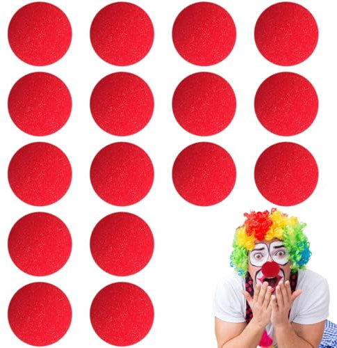 16 Stück Clownsnasen Aus Schaumstoff,Clownsnasen Rot,Clownsnase,Clown Nase,Clownnasen Rot,Falsche Nasen In Rot,Clown-Nase,Schaumstoff Nase,für Fasching, Karneval oder andere Mottopartys(Ø 5cm)
