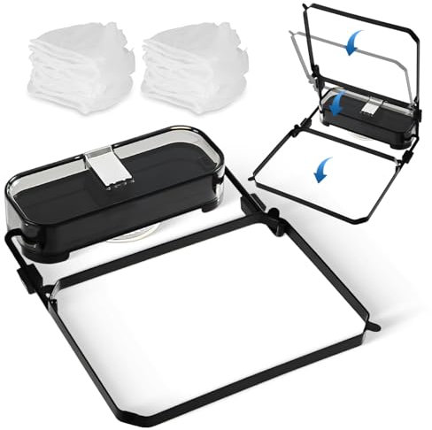 Klappbar Sieb für Spülbecken aus Eisen Spülbecken Sieb Herausnehmbar Adsorbierbarer Sink Strainer für die Küche Mit 50 Filtertüten zum Filtern von Gemüse Obst Küchenabfällen (Grau Schwarz)