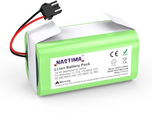 NASTIMA 14,4V 2600mAh Li-Ion Replacement Battery for Ecovacs Deebot N79 N79S Deebot 500、Eufy RoboVac 11 12 15C 30C 35C、Shark RV700 RV720 RV750 RV755、Levant T700/M201、Conga 950 990 1090
