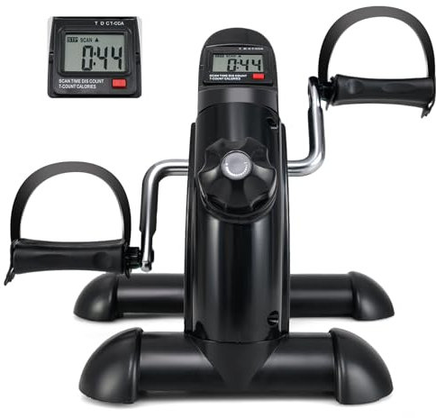 KOMFOTTEU Pedaltrainer für Arm- & Beintraining, Unter-Schreibtisch Fahrrad, Beintrainer Armtrainer mit verstellbarem Widerstand & LCD-Display, Fitnesstrainer Fitnessgerät Rad (Schwarz)