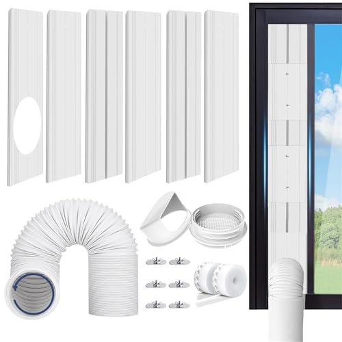FASCINATDECO Kit de Fenêtre Climatiseur Mobile, Kit de Glissière de Fenêtre Climatiseur Portable, Kit Calfeutrage Fenêtre Coulissante Climatiseur Mobile avec Adaptateur de Tuyau
