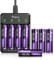 POWXS Rechargeable Lithium AA Batteries 8-Pack with Charger, 3500 mWh High Capacity 1.5V Constant Voltage Output Li-ion Double A Battery 2000+ Cycles