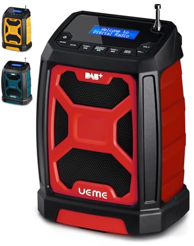 UEME 5W Rugged DAB/DAB+ FM Radio with Bluetooth | 6000mAh built in rechargeable battery. (Red/Black)