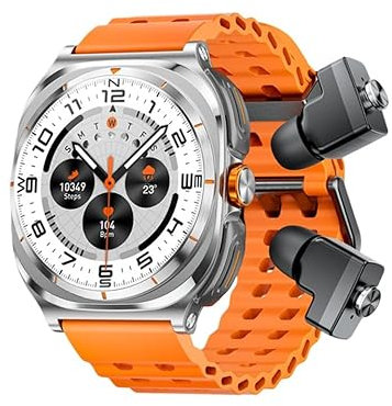 XINDADA 2025 New Galaxy GT98 Ultra Smart Watch Men TWS Headset 2 In 1 NFC 1.53inch AMOLED Fitness Tracker Health Smartwatch (Orange)