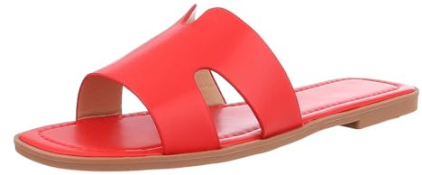 Ital Design Damenschuhe Sandalen & Sandaletten Pantoletten, DM458-, Kunstleder, Rot, Gr. 39