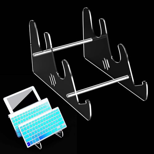 SaisaiTan Acrylic Keyboard Display Stand Holder Mechanical Computer Stand Shelf for Desk Transparent Acrylic 3 Tier Keyboards Storage Holder Tray for Computer Tablet Picture Frame