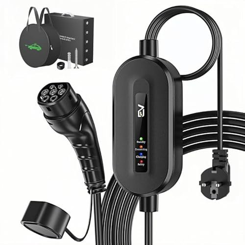 EVJUICION Chargeur Voiture Electrique 3,68kW, 6M EV Chargeur Type 2 16A, Cable Voiture Electrique,Portable Recharge Voiture Electrique, Voyant LED, vec Sac, Support Mural Compatible EV/PHEV