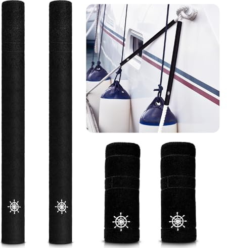 Dock Line Chafe Guard (1.5x6) – Marine-Grade Rope Protection Sleeve for Mooring, Docking, Boat & Yacht | UV & Saltwater Resistant | Easy Snap-On Design (4 Pack)