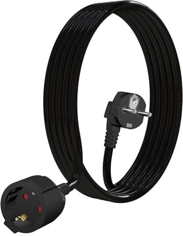 YIDE Verlängerungskabel 3m Kabel Kunststoff Stromkabel mit Schutzkontakt Stecker und Kupplung H05VV-F 3G1,5 mm² Schuko Verlängerung für Innen IP20, 16A/250V, 3500W, schwarz