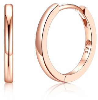 Silvora Kleine Creolen Silber 6mm/8mm/10mm/12mm/14mm/16mm/18mm/20mm Damen | 925 Silber Ohrringe Hoop Huggie Creolen Silber/Gold/Schwarz/Rosegold Schläfer Kreolen für Frauen Herren Männer