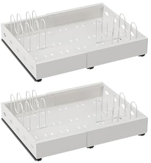 VOLTICO Expandable Pull Out Drawer for Kitchen Cupboards Sliding Storage Organiser with Smooth Rail System Adjustable Slide-Out Drawer for Base Cabinets and Cupboards (2)