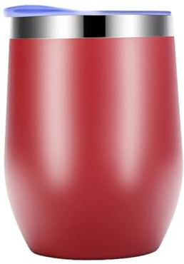 Yindhgdr Coquetier Double Couche en Acier Inoxydable, Tasse Isolée sous Vide, Vin Rouge, Coquetier, Gobelet à Café avec Couvercle Rouge