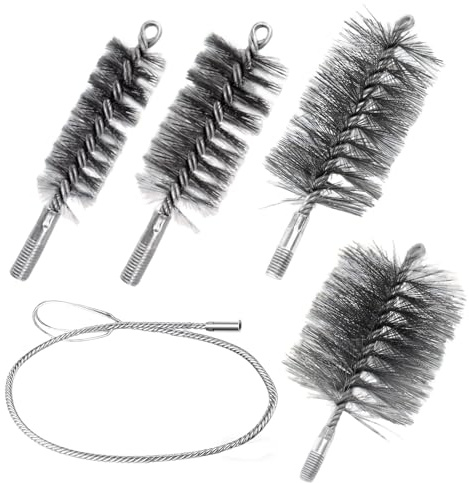 5 Stück Ofenrohrbürste Set Rohrreinigungsbürste 30/50/80/150 mm Schornsteinfeger Bürste Kaminbesen Schornsteinbesen Kaminbürste Heizkesselbürste für Schornstein Rauchrohr Ofenrohr Reinigungsbürste