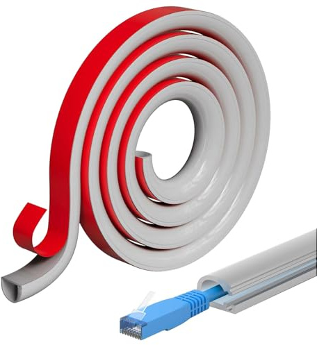 1M Cable Trunking Kit, Adhesive Wire Hider Conduit for Home & Office, TV Cable Management and Under Desk Wire Cover（Grey）
