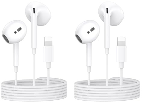 2Pack iPhone 11 12 13 14 Kopfhörer mit Kabel, [MFi-Zertifiziert] In Ear Kabelkopfhörer mit Mikrofon und HiFi Stereo Ohrhörer für iPhone14 Plus Pro Max/XR/XS/X/SE/8/7/iPad Air Mini Unterstützt alle iOS