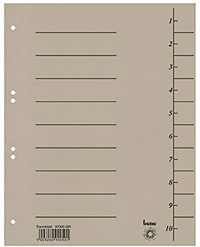 Bene Trennblatt 97300GR DIN A4 Karton grau
