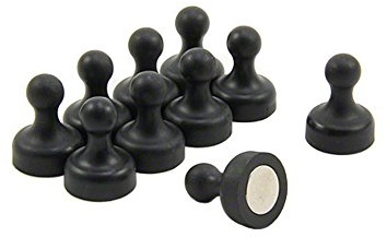 High Power Black Skittle Magnet for Fridge, Office, Whiteboard, Noticeboard, Filing Cabinet - 19mm dia x 25mm tall - Pack of 10