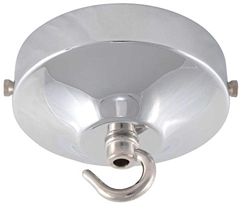 ElekTek Konkave Deckenrosette Durchmesser 100 mm mit Haltebügel und Haken - Für Hängeleuchten und Kronleuchter - Ausführung in Metall und Pulverbeschichtung Chrom