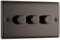 British General BG Electrical Intelligent Triple Wall Dimmer Switch, 2 Way, Raised Profile, Round Edges, Nexus Metal, Black Nickel, NBN83