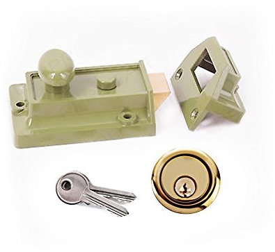 Yale Essentials Traditional 60mm Night Latch Front Door Lock for Secure Homes with Easy Fitting Template and Instructions, Yale Nightlatch, Suitable for Left and Right Hung Doors (Chrome) (Green)