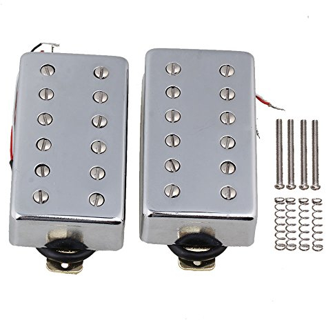 Yibuy 2xWhole Silver Cover 50mm 52mm Humbucker Tonabnehmer für E-Gitarre