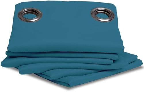 Moondream ThermActiv® Thermovorhang Winter+Sommer 2in1 | Isolierung Kälte+Hitze | Verdunkelung | Patentierte Technologie | EU Herstellung | Ösen | Blau MC56 | 140B x 260H cm