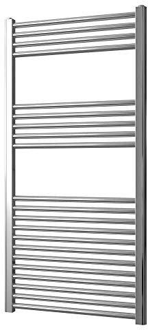 Greened House Chrome Straight Heated Towel Rail 600mm wide x 1200mm high Flat Central Heating Towel Radiator