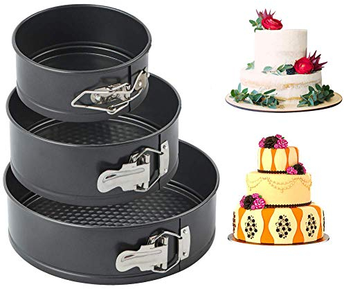 Shalwinn Moldes Para Pasteles 3 Piezas, Redondo Spring Forma Set, Molde de Horno Antiadherente, Diámetro 18/20/22cm