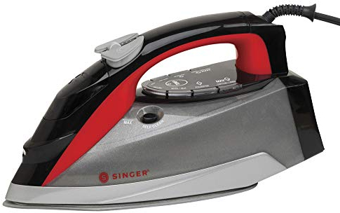 SINGER SteamLogic Plus 7070 Iron with 1775 Watts, 45 Minutes of Continuous Steam Output, and 300 ml Tank Capacity, Red