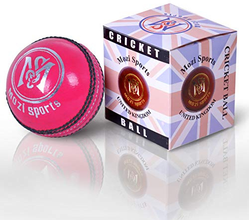 Mozi Sports Leder Cricket Ball Senior Handgenähte Match-Qualitätsbälle Gewicht 5,50 Unzen (Pink)