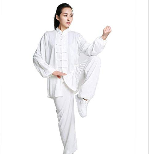Tai Chi Femme, Vêtements De Tai Chi Pour Femmes Costume Tang Chinois Costumes Nationaux Qi Gong Wing Chun Suit Femmes Costume De Méditation Zen Lin Manches Longues Convient Aux Femmes,White-XL