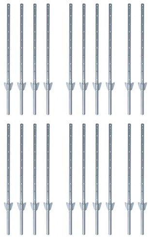 ESTEXO Zaunpfosten Zaunanker Erdanker Zaunhalter für Sechseckgeflecht und Volierendraht (20x 107 cm/Grau RAL 9006)