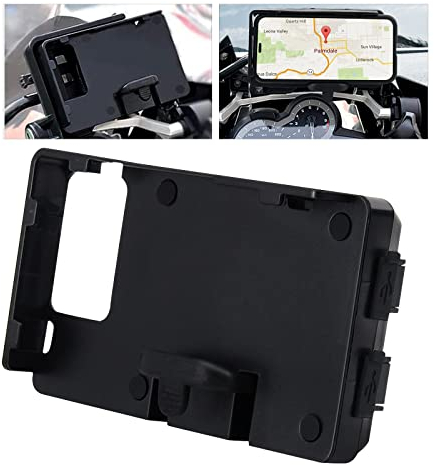MDPROMCP R1200GS Motorcycle Phone Holder with Double USB Charger Mobile Phone Mount GPS Navigation Bracket Compatible with F700GS F800GS R1200GS R1250GS CRF1000L Africa Twin 12MM Roll Bar
