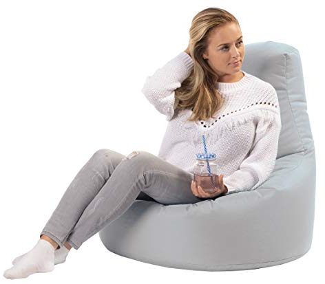 sunnypillow Gaming Sitzsack XXL mit Styropor Füllung Outdoor & Indoor für Kinder & Erwachsene Sitzsäcke Sitzkissen Bodenkissen viele Farben zur Auswahl Grau
