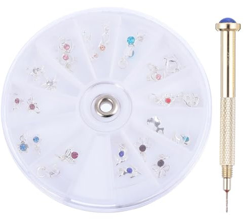 Uonlytech Manicure Tools Crystal Pendants Charms Nail Charm Drill Dangle Nail Art Charms Nail Piercing Tool with Charms for Tips Acrylic Gels and Nail Art Pendant Nail Jewels