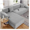 Daesar Couchbezug Stretch 3 Sitzer, Sofaüberwurf Polyester XL L Form Silber Grau Überwürfe Sofabezug Ecksofa 190-230