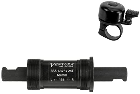Ventura Gewinde-Innenlager Kurbelkeile in schwarz inkl. 1 x Fahrradklingel