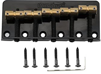 Wilkinson WBBC5 18mm Chevalet Basse 5 Cordes Pontets Laiton pour Precision Jazz Bass, Noir