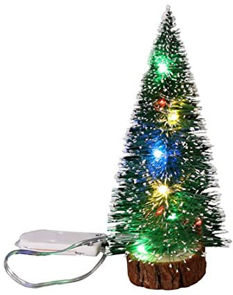 Snner Christmas Mini Tree Miniature Tree with Light Xmas Artificial Table Tree 15cm