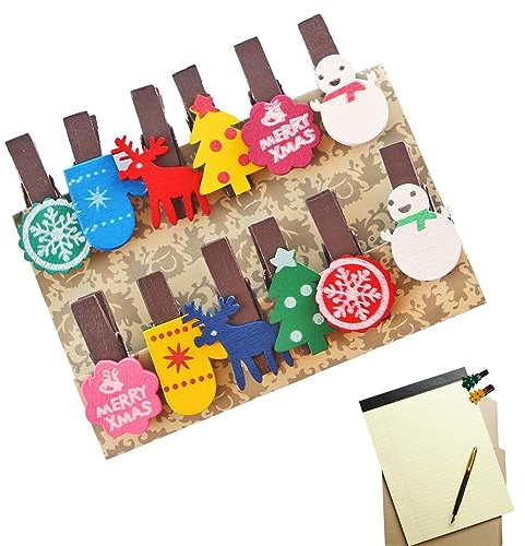 Eastuy Weihnachtsbaumklammern | 12 Stück -Wäscheklammern für Bilder | Wäscheklammern aus, kleine Wäscheklammern, weihnachtliche -Wäscheklammern, Holzklammern für Fotografie-Aktivitäten