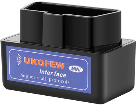 UKOFEW OB D2 Bluetooth Adapter, OBD Diagnosegerät, Mini Diagnostic Tools,OBD2 Scanner Autodiagnosegerät, Bluetooth Adapter – Carscanner - Mini V2.1Kompatibel mit Android,iOS,Windows