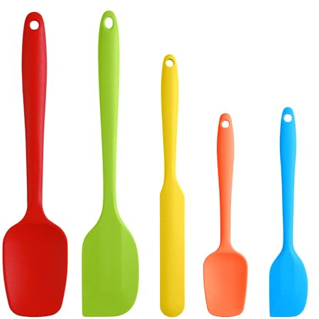 DOETYD Pfannenwender, Silikon-Spatel-Set, Gummi-Spatel, hohe Hitzebeständigkeit, antihaftbeschichtet, zum Backen, Kochen und Mischen, 5 Stück